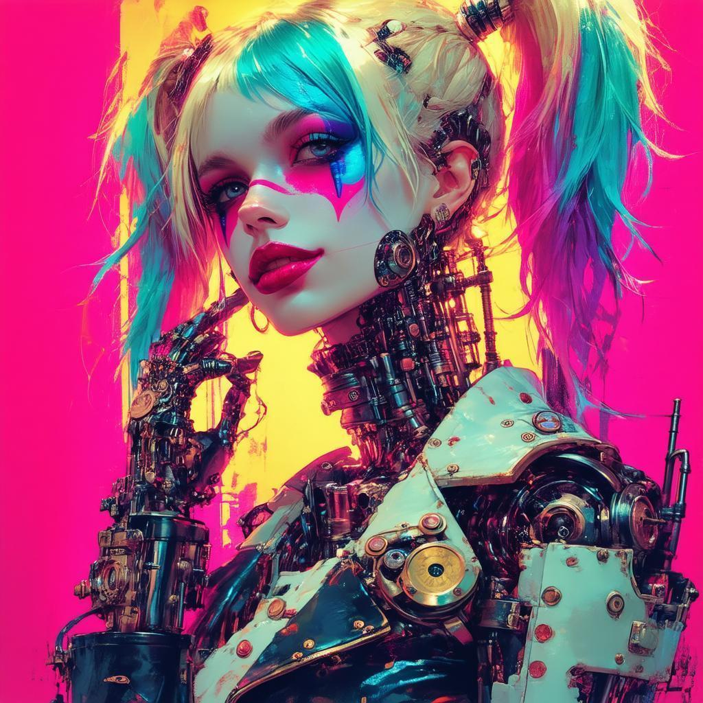 Steampunk Harley Quinn in Golden Anime Light