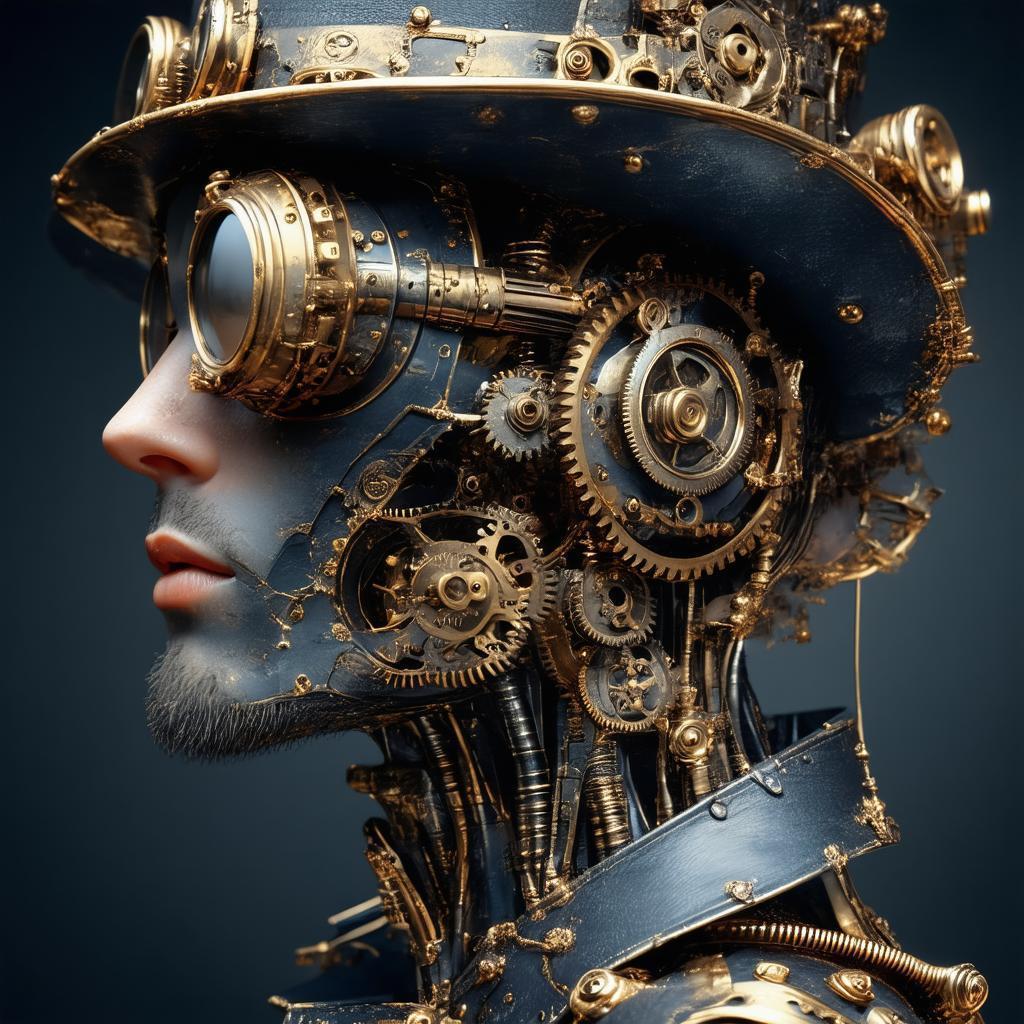 Steampunk Human With Polished Brass Gears