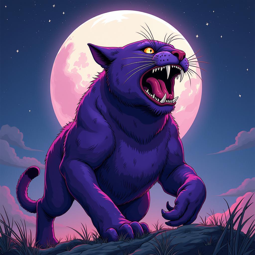Moonlit Purple Panther in Dynamic Manga