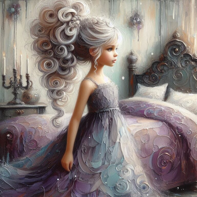 Whimsical Blonde Girl With Braids Victorian Fantasy Painting