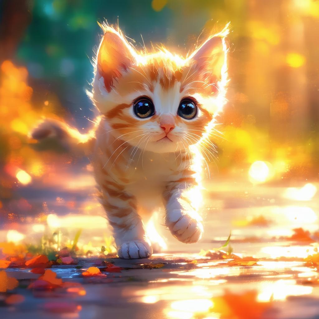 Mischievous Manga Kitten Mid Playful Leap