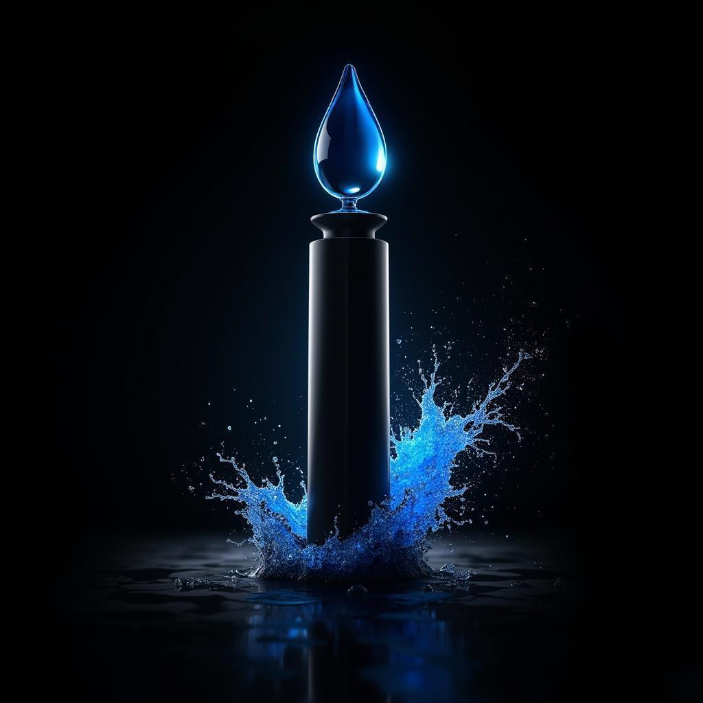 Black Tower and Blue Droplet Advertisement