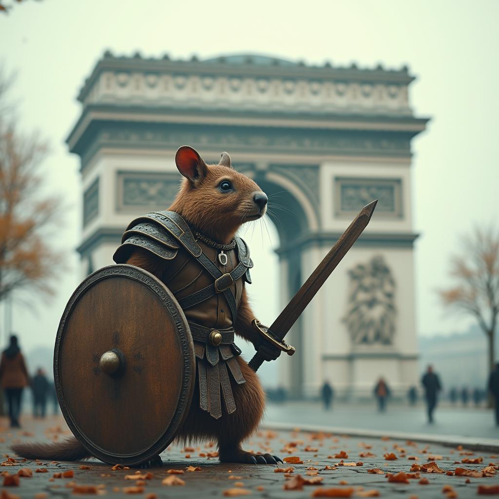 Warrior Wombat Guards the Arc de Triomphe