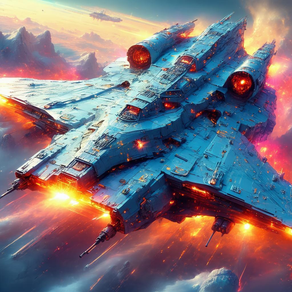 Axonometric Star Wars Battleship in Painterly Magic