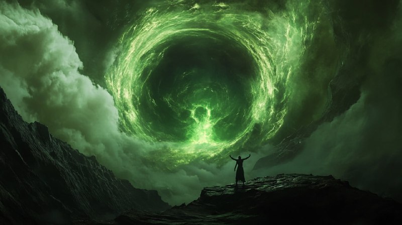 Cosmic Void Green Portal Emergence