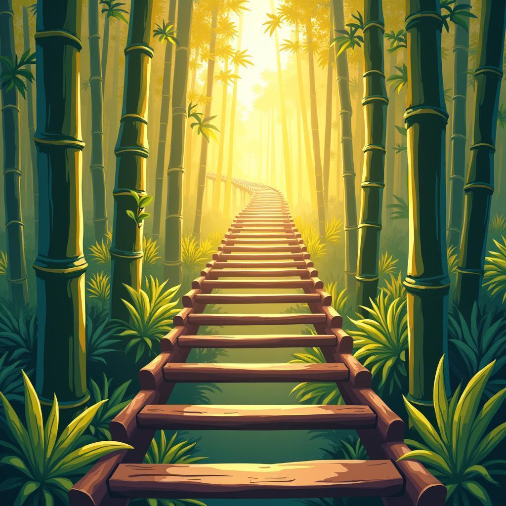 Bamboo Ladder in Clean Modern Illustration