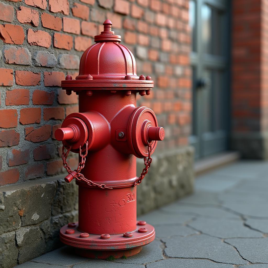 Red Fire Hydrant Against Weathered Brick