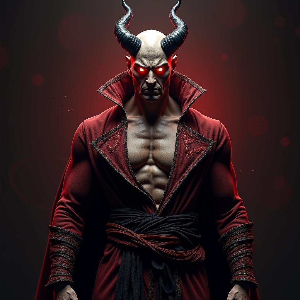 Red Eyed Villain in Symmetrical Octane Robes