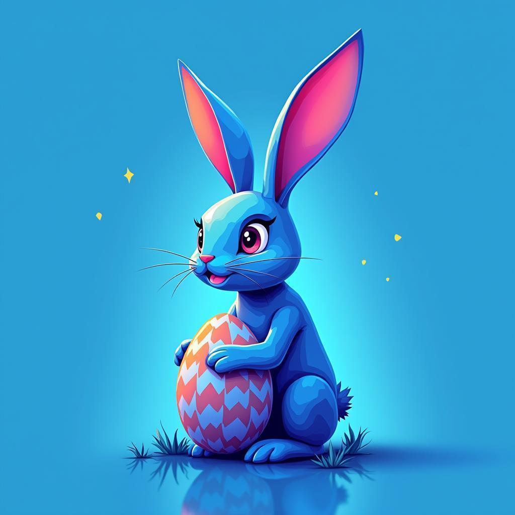 Futuristic Easter Rabbit With Geometric Egg