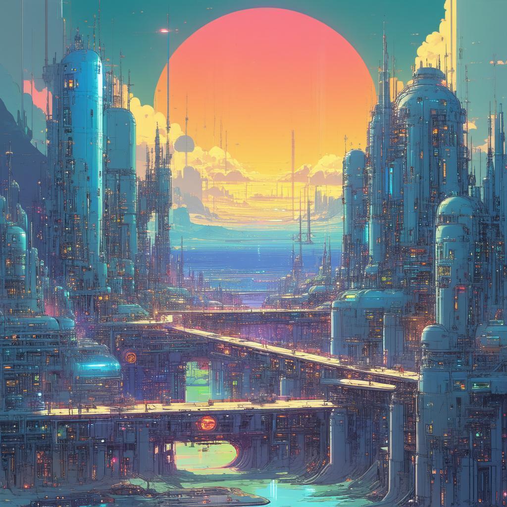 Surreal Robot City in Dreamlike Anime
