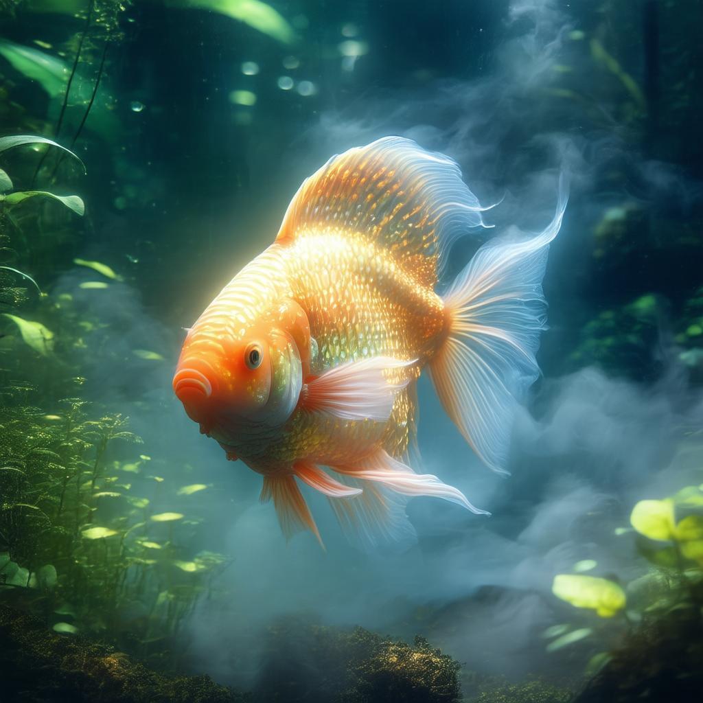Bioluminescent Fish In Mystical Underwater Realm