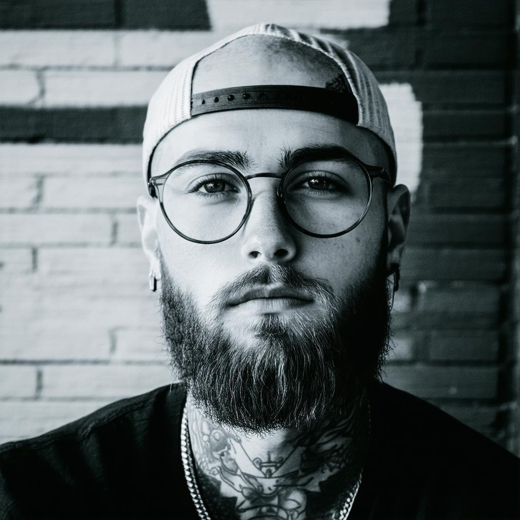 Gritty Fomapan Portrait Of Tattooed Man