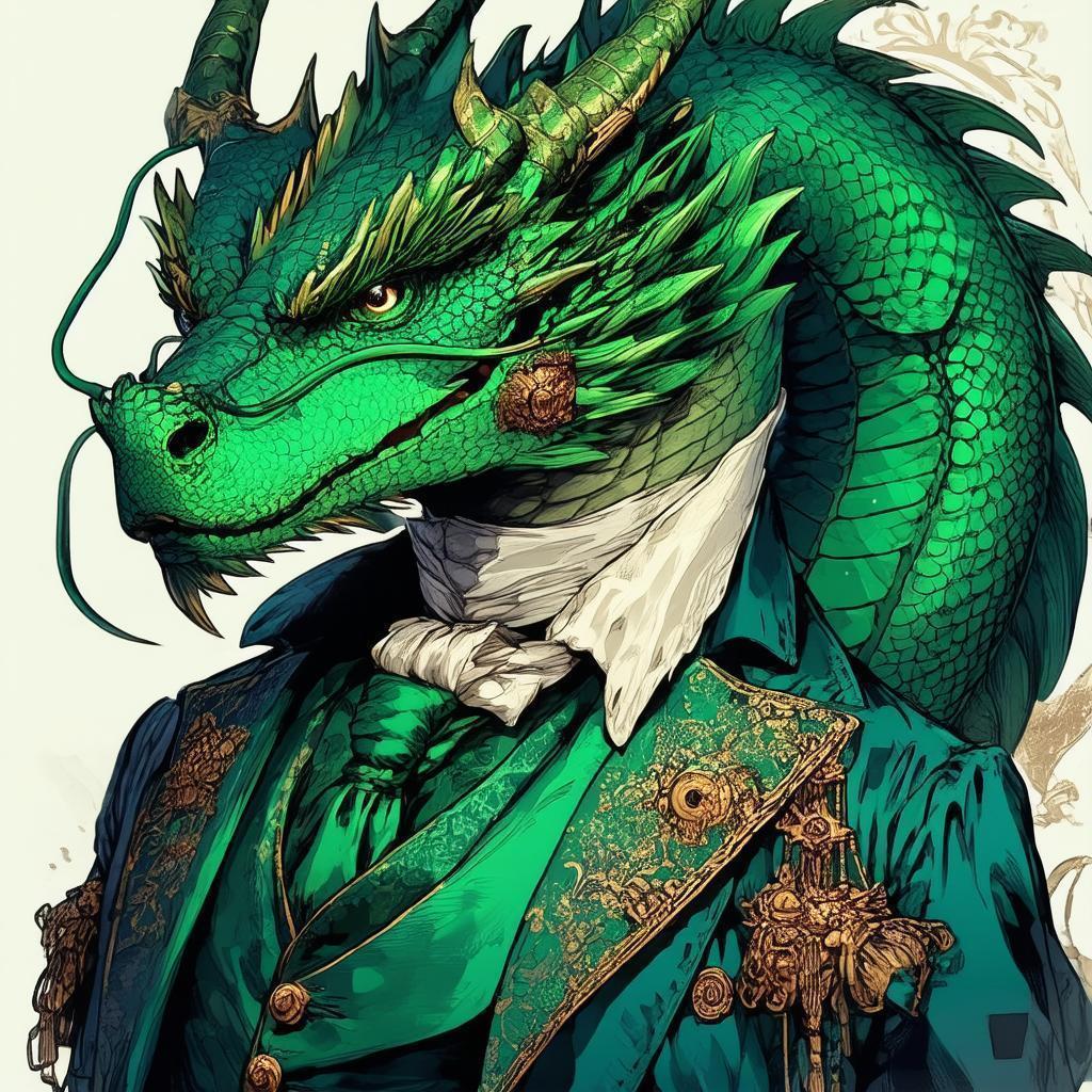Victorian Businessman Dragon Technical Illustration