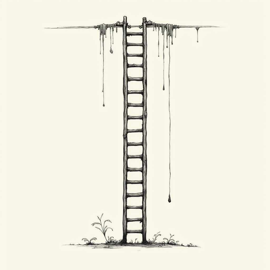 Meticulous Manga Ladder Against Minimalist Backdrop