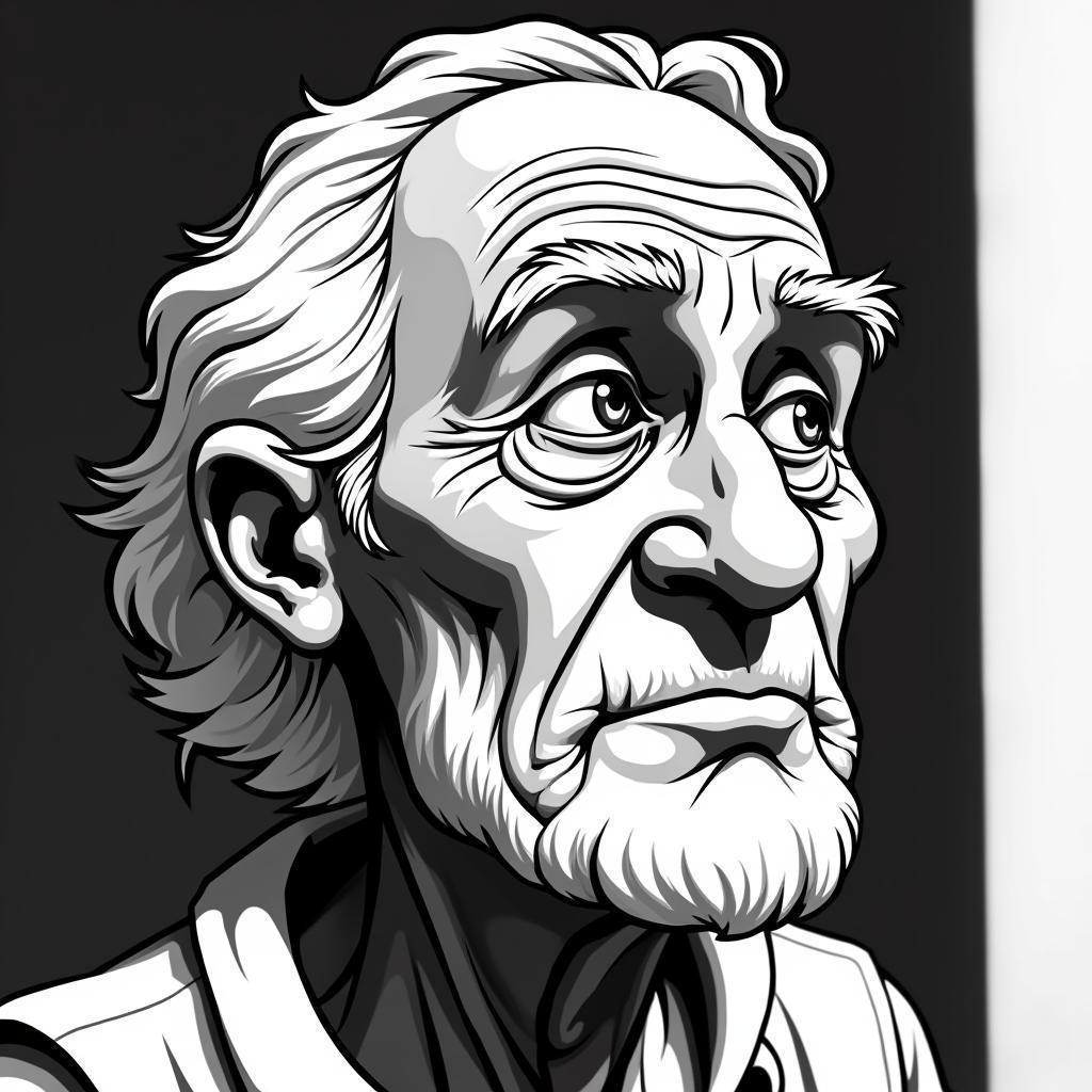 Bold Cutout Portrait Of Elderly Sage
