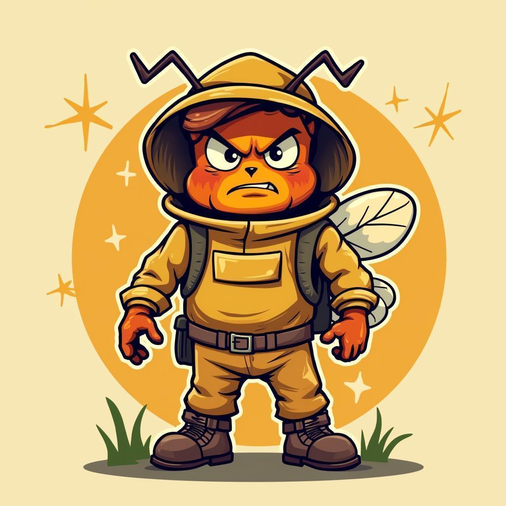 Angry Ginger Beekeeper In Flat Vector Style
