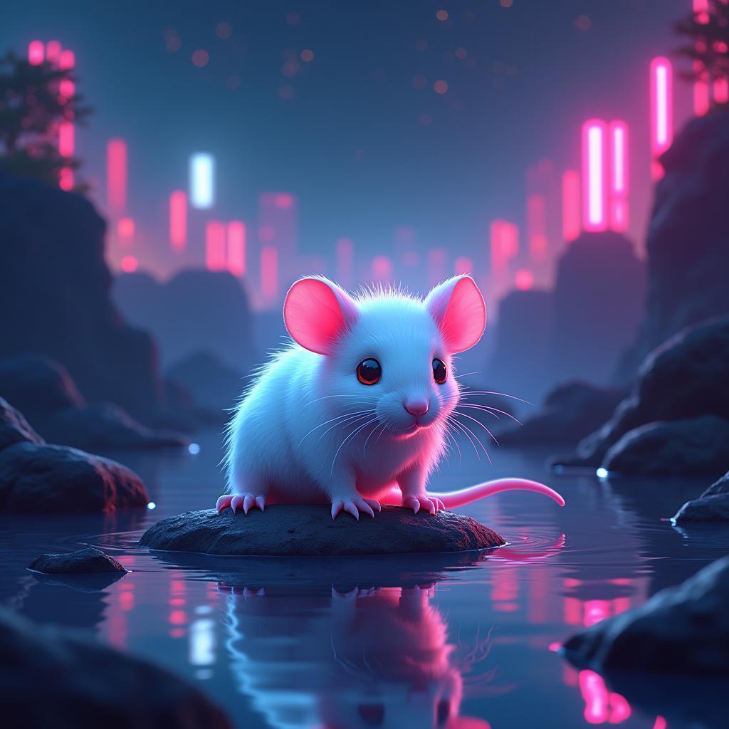 Neonpunk White Mouse By Cybernetic Lake