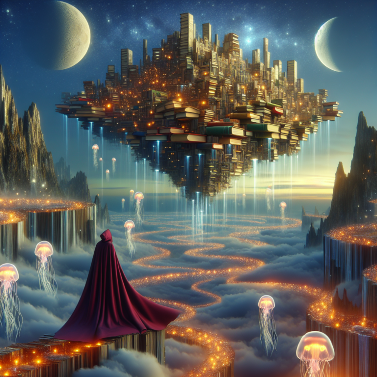 Surreal Floating City of Books