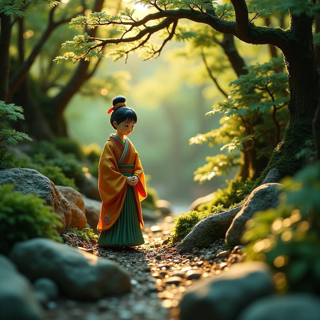 Stop Motion Japanese Forest In Golden Light