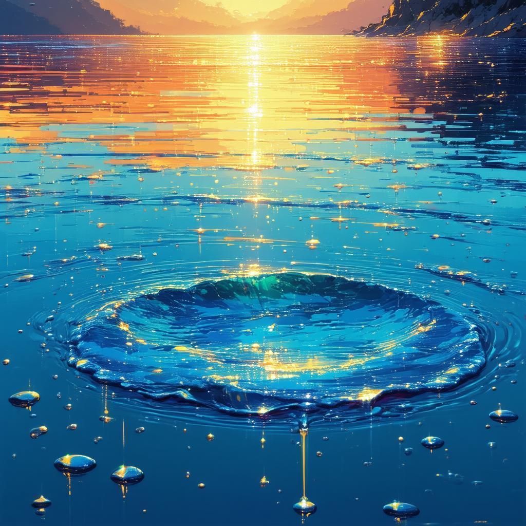 Pixel Paint Droplets Dispersing In Water