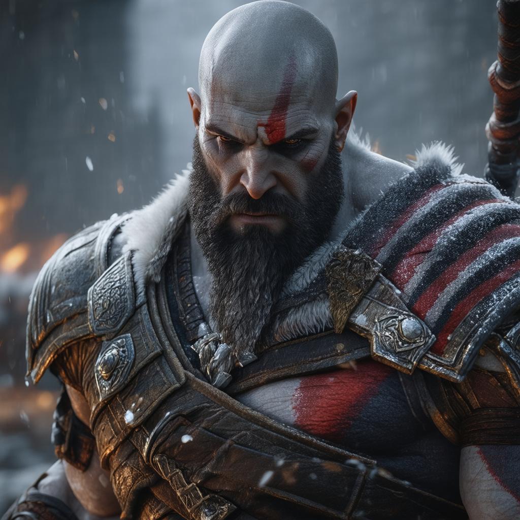 Kratos 3D Model With Dramatic Lighting