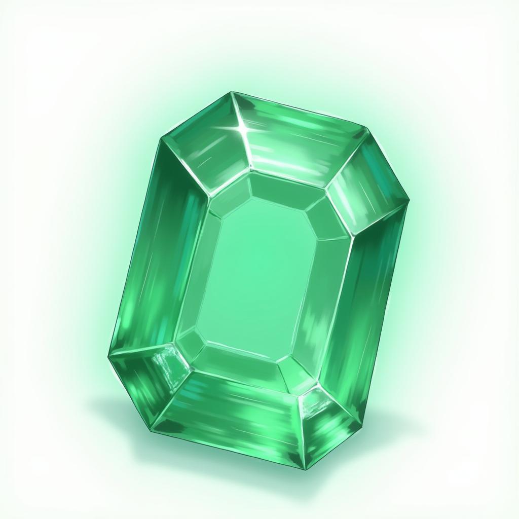 Anime Emerald Gemstone With Ethereal Glow