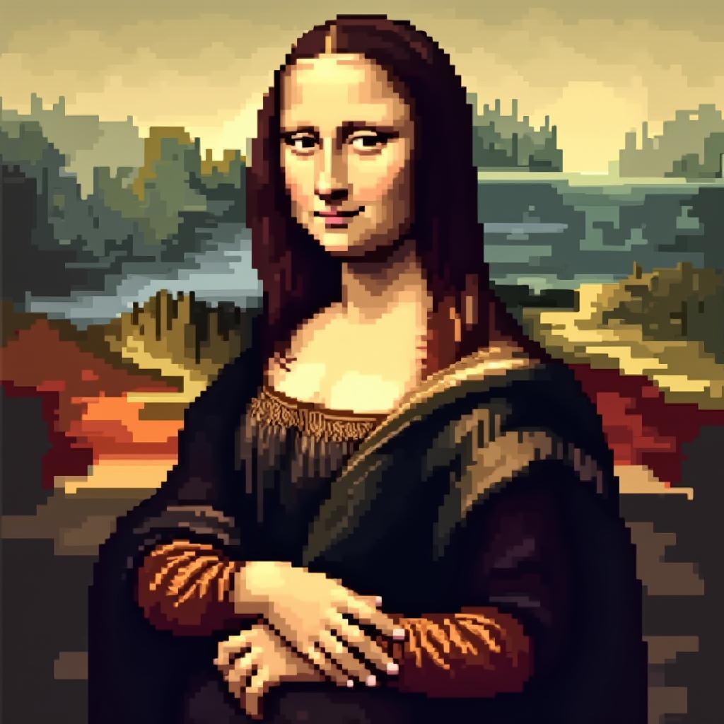 Mona Lisa Reimagined In Precise Pixel Blocks