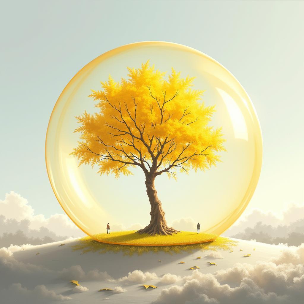 Yellow Tree Encased In Ethereal Bubble
