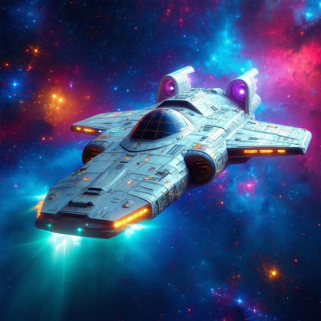 Sleek Anime Spaceship In Cinematic Flight