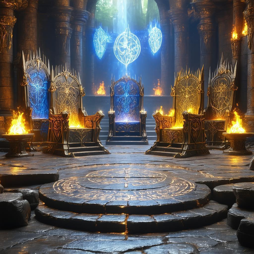 Mystic Thrones In A Grand Enchanted Hall