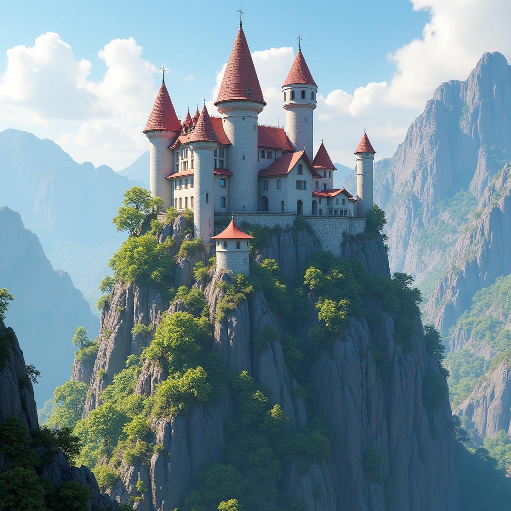 Medieval Castle Perched On Mountain Peak