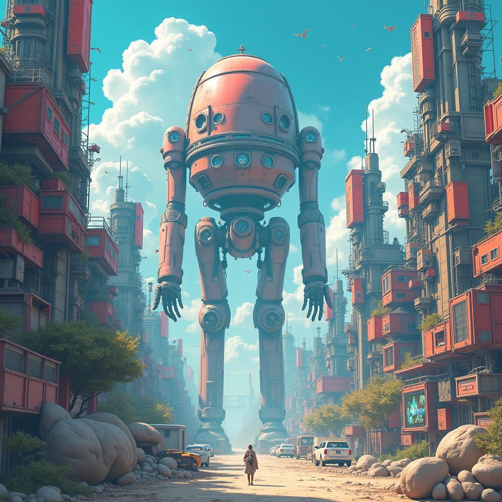 Dreamlike Robot City At Nowhere's Edge