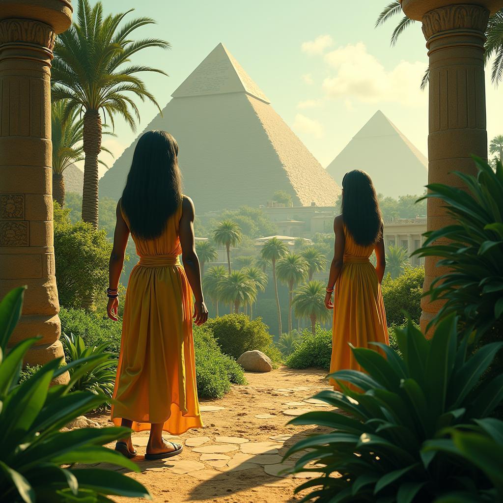 Egyptian Gods In Lush Dreamlike Kingdom