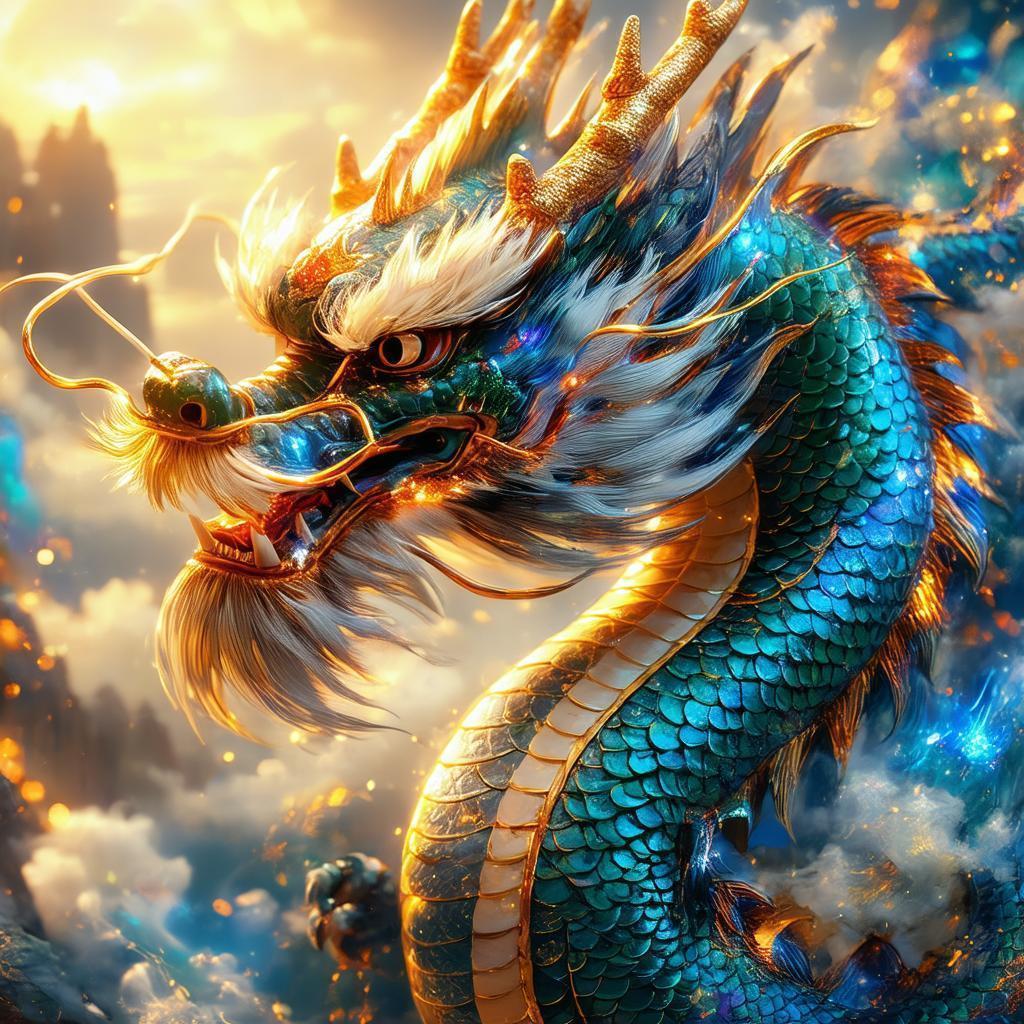 Cosmic Anime Dragon With Intricate Tattoos