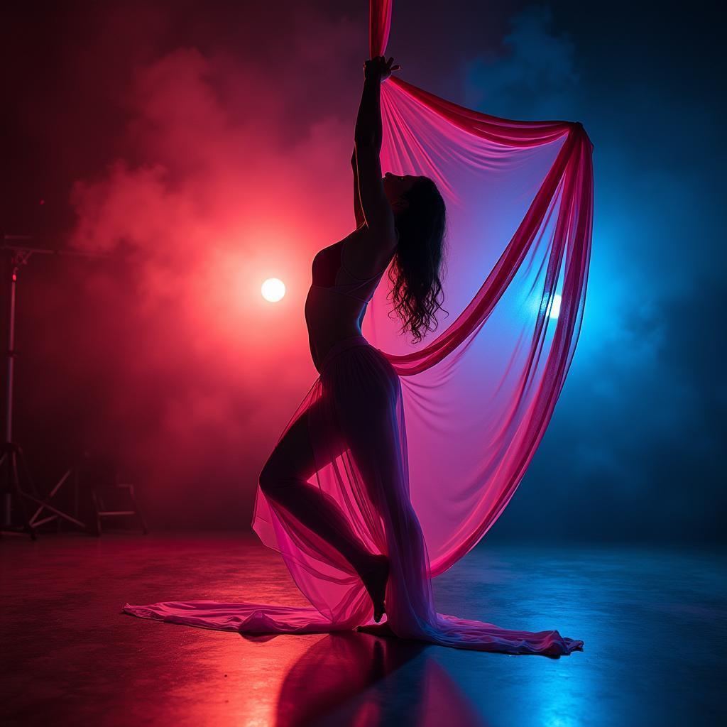 Aerial Silks Dancer In Vivid Color