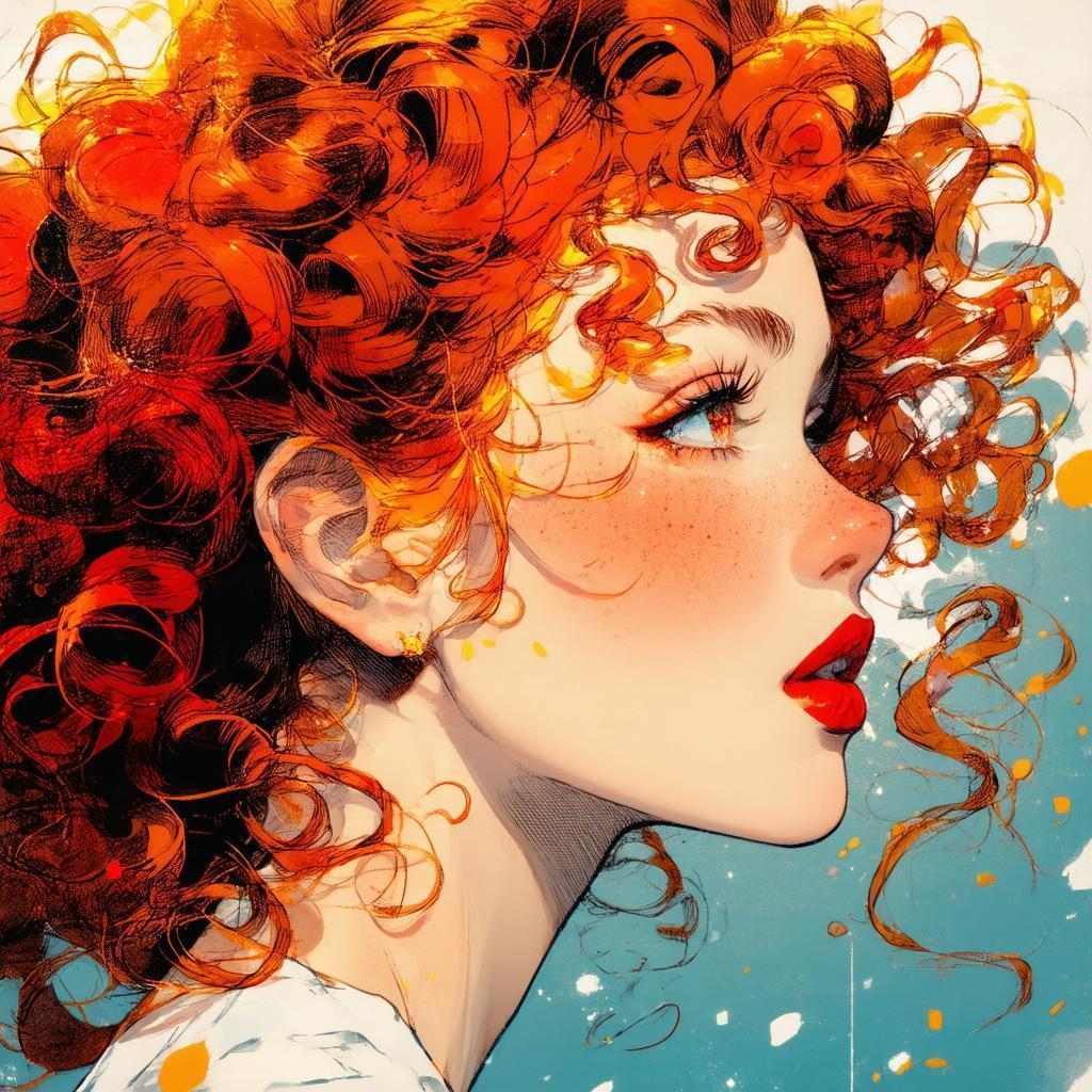 Manga Woman With Curly Red Hair