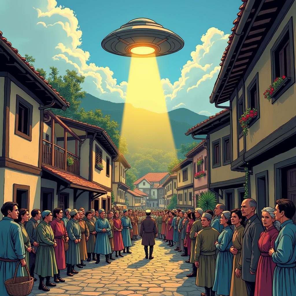 Prism UFO Over Nineteenth Century Balkan Village