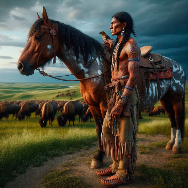Hyperrealistic Apache Chief Warrior with Children