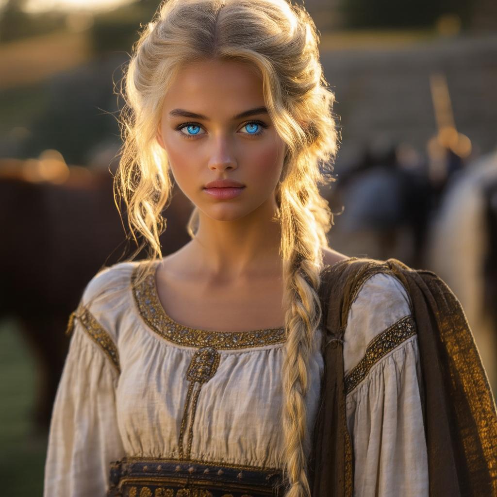 Seventh Century Noble Girl In Golden Light