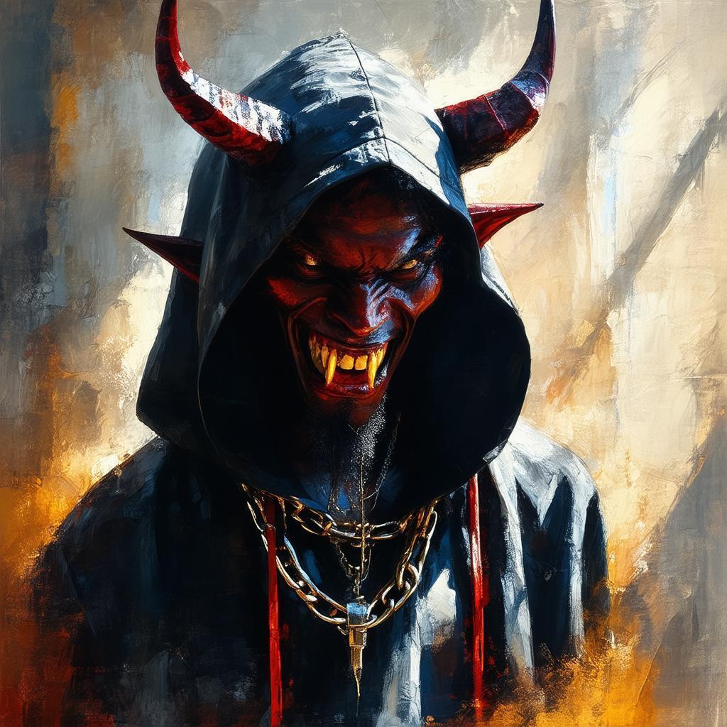 Impressionist Devil With Gold Teeth And Chains