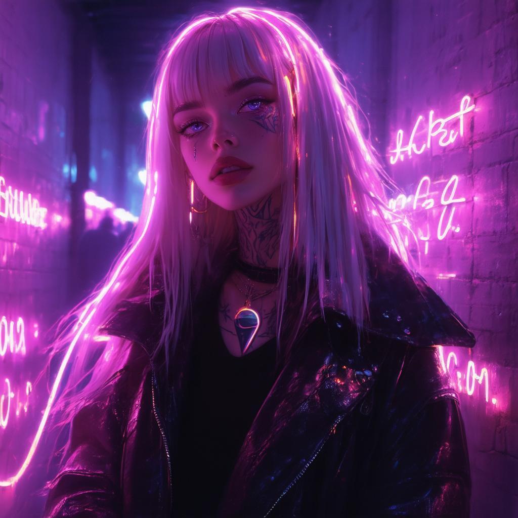 Emily Davey With Neon Tear Tattoo