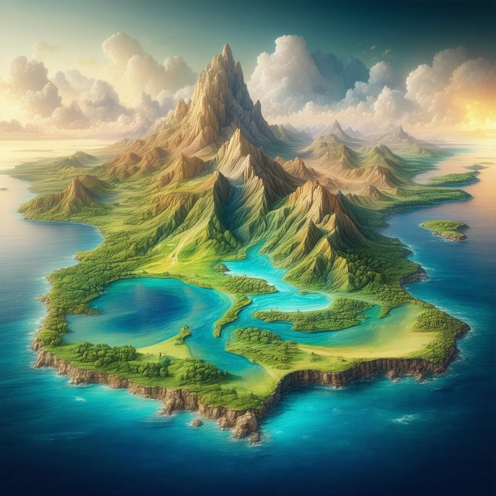 Topographical Dreamscape Island In Fresco