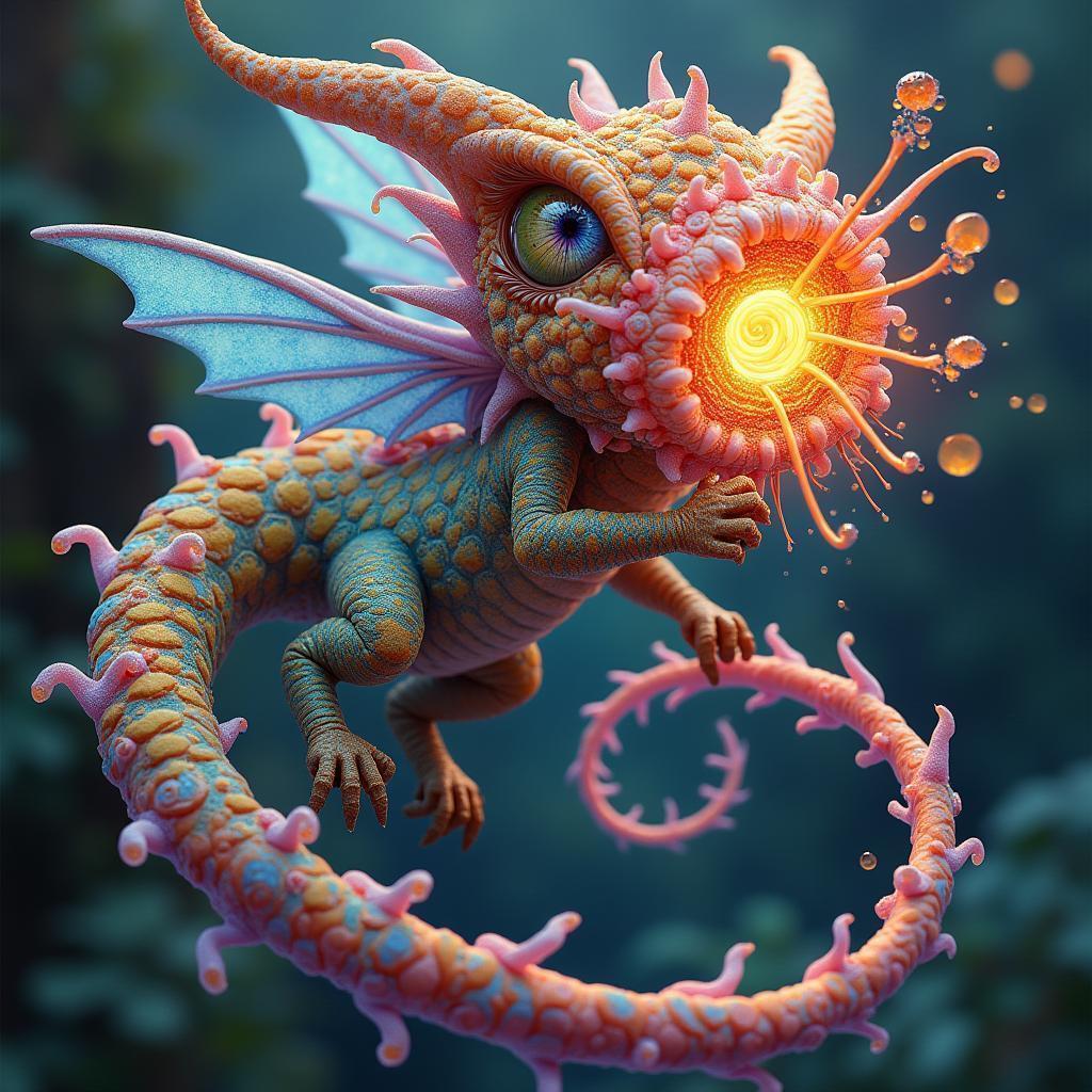 Claymation Creature In Fibonacci Spiral Whimsy