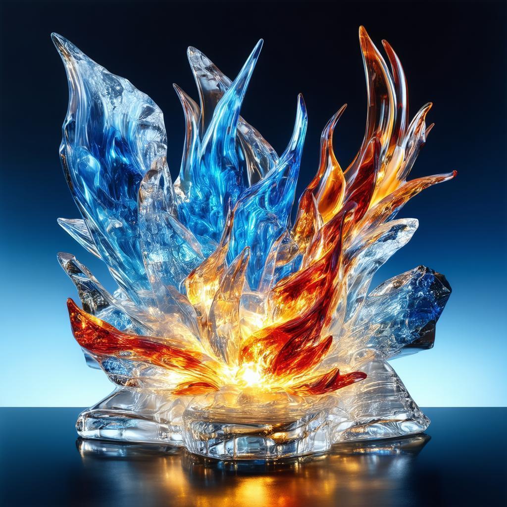 Glass Sculpture Of Fire Meeting Ice