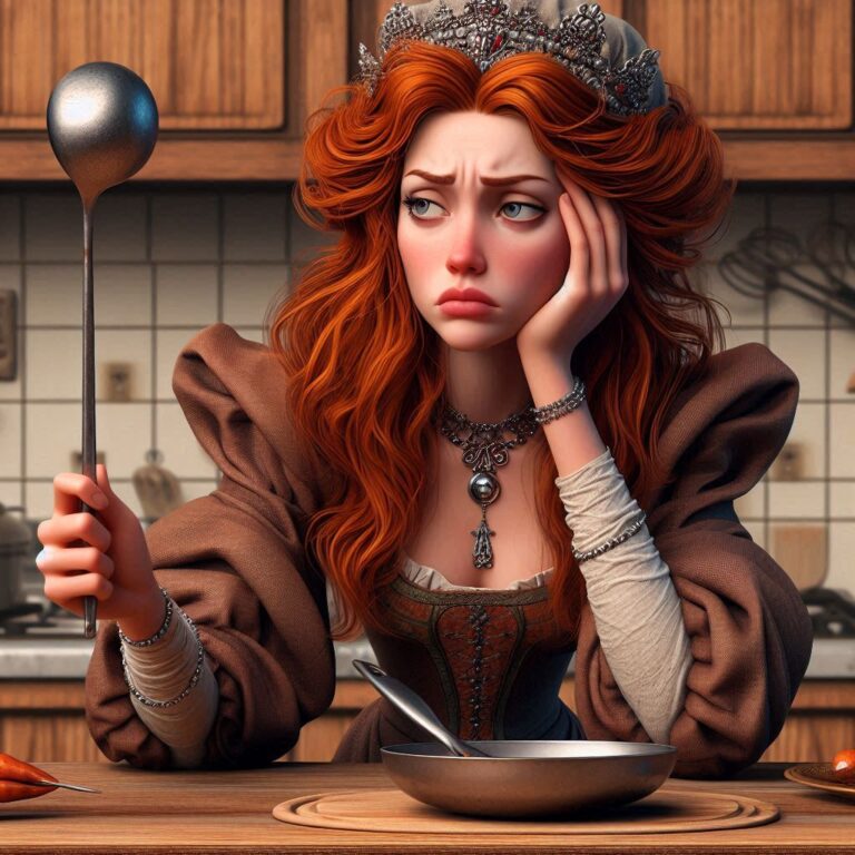 Dissatisfied Medieval Princess in Modern Kitchen