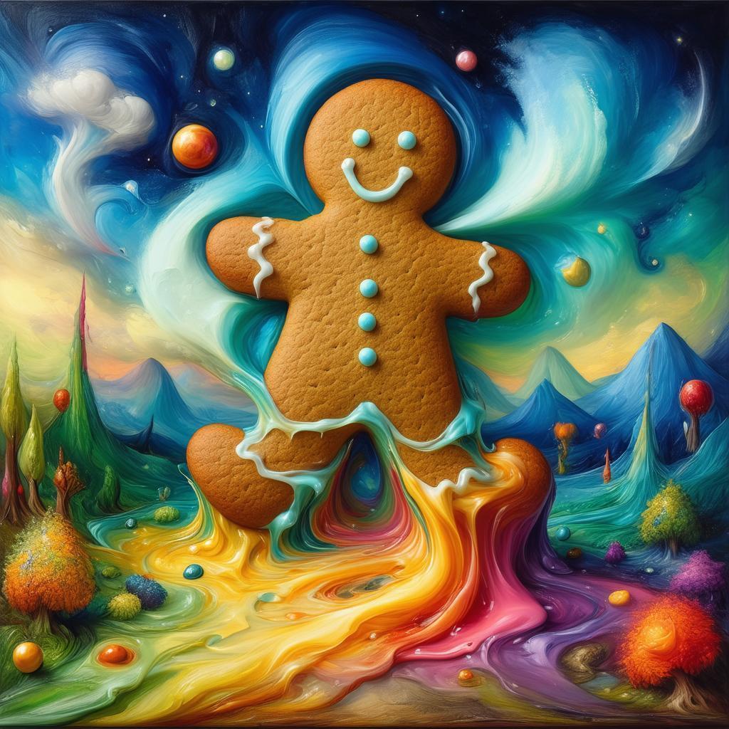 Melting Gingerbread Man In Surreal Dreamscape
