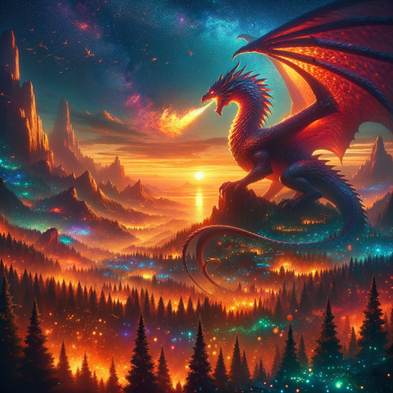 Dragon-Fire Dusk An Enchanted Fantasy Landscape