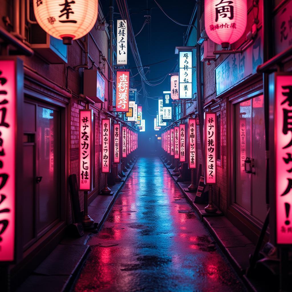 Neon Mitarashi Dango In Future Alley