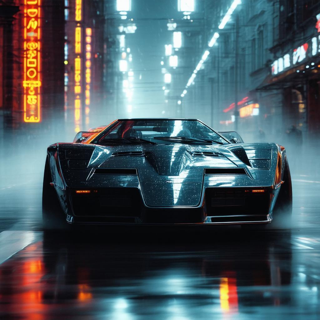 Kitt And Mach Five In Monochrome