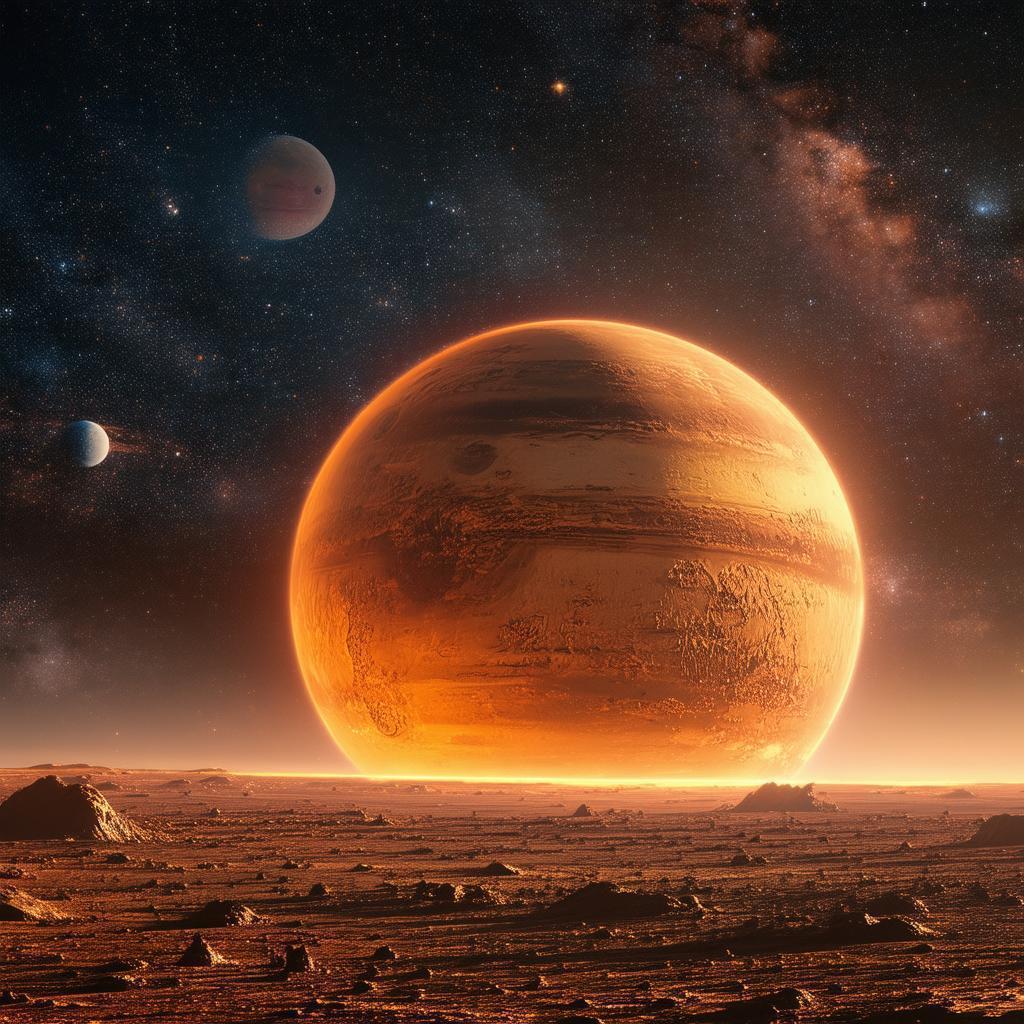 Mars Ascending In Golden Digital Hues
